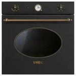 Smeg Einbaubackofen Nostalgie, Anthrazit, Messing, Metall, 59.7x57.5x57.1 cm, Made in