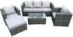 Fimous Gartensofa, Dunkelgrau, Metall, 6-Sitzer, Loungem&ouml;bel, Gartenlounge-Sets
