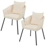 Juskys Gartenstuhl, Beige, Metall, 58x80x58 cm, Gartenm&ouml;bel, Gartenst&uuml;hle,