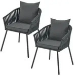 Juskys Gartenstuhl, Grau, Metall, 58x80x58 cm, Gartenm&ouml;bel, Gartenst&uuml;hle,