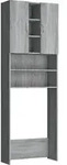 vidaXL Waschmaschinenschrank, Grau, Holzwerkstoff, Strukturbuche, 5 F&auml;cher,