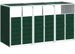 vidaXL M&uuml;lltonnenbox, Gr&uuml;n, Metall, 81x115x216 cm, Aufbewahrung & Schutzh&uuml;llen