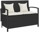 vidaXL Gartenbank, Schwarz, Kunststoff, 111x87x56 cm, Gartenm&ouml;bel, Gartenb&auml;nke