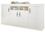 Furn.Design Sideboard, Wei&szlig;, Kunststoff, Nachbildung,Pinie, 6 F&auml;cher, Rollen,
