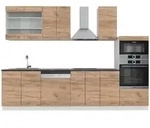 Vicco K&uuml;chenzeile, Honigeiche, Wei&szlig;, Holzwerkstoff, K&uuml;chenblock,Rechteckig,