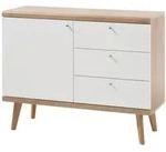 Furn.Design Sideboard, Wei&szlig;, Eiche, Holz, Nachbildung,Eiche, Uni, 1 F&auml;cher, 3