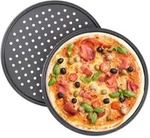 Relaxdays 2Xpizzablech, Anthrazit, Metall, 32x1x32 cm, Backen, Backformen, Backbleche