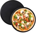 Relaxdays 2Xpizzablech, Schwarz, Metall, 32x1x32 cm, Backen, Backformen, Backbleche