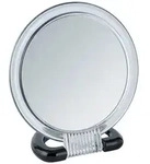 Wenko Schminkspiegel, Schwarz, Silber, Kunststoff, Glas, rund, 15.5x17x7.5 cm,