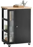 SoBuy K&uuml;chenwagen, Schwarz, Holzwerkstoff, Glas, 60x90x40 cm, Esszimmer,