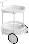Servierwagen, Wei&szlig;, Metall, rund, Rollen, Rundrohr, 42x62x42 cm, Esszimmer,