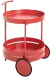 Servierwagen, Rot, Koralle, Metall, rund, Rollen, Rundrohr, 42x62x42 cm,...