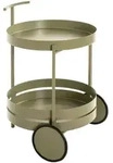 Servierwagen, Hellgr&uuml;n, Metall, rund, Rollen, Rundrohr, 42x62x42 cm, Esszimmer,