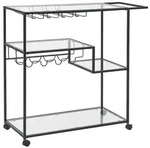 Beliani Servierwagen, Schwarz, Transparent, Metall, 103x94x40 cm, Esszimmer,