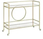 Beliani Servierwagen, Gold, Transparent, Metall, 35x81x90 cm, Esszimmer,...