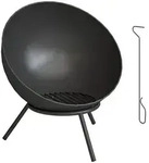 Outsunny Feuerstelle, Schwarz, Metall, 53x66x60 cm, Freizeit, Campingzubeh&ouml;r,