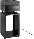 Outsunny Feuerschale, Schwarz, Metall, 39x87x39 cm, Freizeit, Campingzubeh&ouml;r,