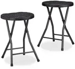 Relaxdays Klapphocker, Schwarz, Kunststoff, Metall, 33x45x29 cm, Gartenm&ouml;bel,