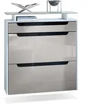Vladon Schuhschrank, Sand, Schwarz, Holzwerkstoff, 89x96x23 cm, Garderobe,