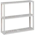 Relaxdays Wandregal, Wei&szlig;, Holz, Wildwalnuss, 60x54x15 cm, Wohnzimmer, Regale,