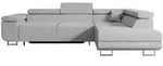 Altdecor Ecksofa, Hellgrau, Metall, 4-Sitzer, L-Form, Ottomane rechts, 272x202 cm,