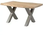 Massivmoebel24 Baumtisch, Beige, Holz, Echtholz,Mangoholz, 6-Sitzer, Rechteckig,