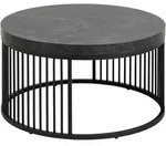 Couchtisch, Schwarz, Metall, Holzwerkstoff, Marmoroptik, rund, rund,...