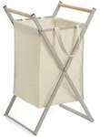 Zeller Present W&auml;schesammler, Greige, Holz, Textil, Bambus, 36.5x40x67 cm, faltbar,