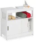 Relaxdays Waschbeckenunterschrank, Wei&szlig;, Holzwerkstoff, 60x60.5x30 cm, Badezimmer,