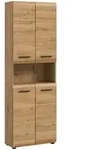 Mid.you Hochschrank, Eiche Artisan, Kunststoff, Holzoptik, 4 F&auml;cher, 60x185x30 cm,