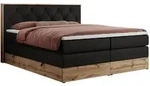 MKS Boxspringbett, Schwarz, Textil, 2-Sitzer, H3, Rechteckig, 140x200 cm,