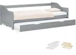 Homestyle4u Ausziehbett, Grau, Holz, Kiefer, 90x200 cm, Schlafzimmer, Betten