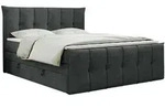 MKS Boxspringbett, Dunkelgrau, Textil, 2-Sitzer, H3, Rechteckig, 180x200 cm,