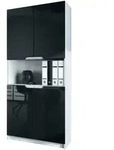 Vladon B&uuml;roschrank, Schwarz Hochglanz, Holzwerkstoff, 82x184x37 cm,...