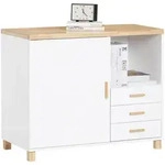 SoBuy Kommode, Wei&szlig;, Natur, Holz, Holzwerkstoff, 90x75x45 cm, Wohnzimmer,...