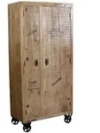 Mid.you Garderobenschrank, Natur, Schwarz, Holz, Mangoholz, massiv, Schriftzug, 3