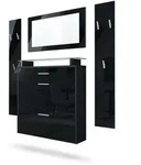 Vladon Garderobe, Schwarz Hochglanz, Holzwerkstoff, 180x180x23 cm, Garderobe,