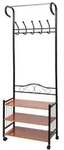 MCW Metall-Garderobe, Schwarz, Metall, Altholz, 65x186x34 cm, Garderobe,