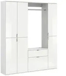 Mid.you Garderobe, Wei&szlig; Hochglanz, Holzwerkstoff, 3-teilig, 1 Schublade(n)