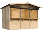 Timbela Marktbude, Beige, Holz, 336x232x263 cm, Aufbewahrung & Schutzh&uuml;llen,