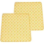 Beliani Gartenstuhlkissen, Gelb, Wei&szlig;, Textil, Rechteckig, 37x5x34 cm,