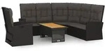 vidaXL Garten-Lounge-Set, Schwarz, Kunststoff, Rechteckig,rechteckig, S&auml;ule,