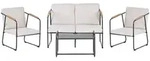 Beliani Lounge-Set, Beige, Hellbraun, Schwarz, Metall, rechteckig, Loungem&ouml;bel,