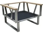 Zebra Loungesessel Belvedere, Grau, Teak, Holz, Metall, Textil, Teakholz, massiv,