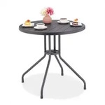 Relaxdays Gartentisch, Grau, Kunststoff, Metall, 80x75x80 cm, Gartenm&ouml;bel,