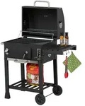 Relaxdays Holzkohlegrill, Schwarz, Metall, Kunststoff, 103x104x65 cm, Grills &