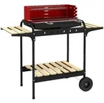 Outsunny Holzkohlegrill, Rot, Metall, 47x95x103 cm, Grills & Outdoor-K&uuml;chen,