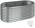 tectake Hochbeet, Silber, Metall, Patchwork, Oval, 200x80x100 cm, Gartenzubeh&ouml;r,
