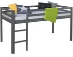Homestyle4u Hochbett, Grau, Holz, Kinder- & Jugendzimmer, Kinderm&ouml;bel, Kinderbetten,
