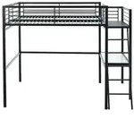 Vente-Unique Hochbett, Anthrazit, Metall, Uni, 2-Sitzer, Kinder- & Jugendzimmer,